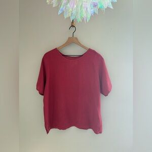 Vintage Flax by Jeanne Engelhart 100% Linen Top T-Shirt Size Small